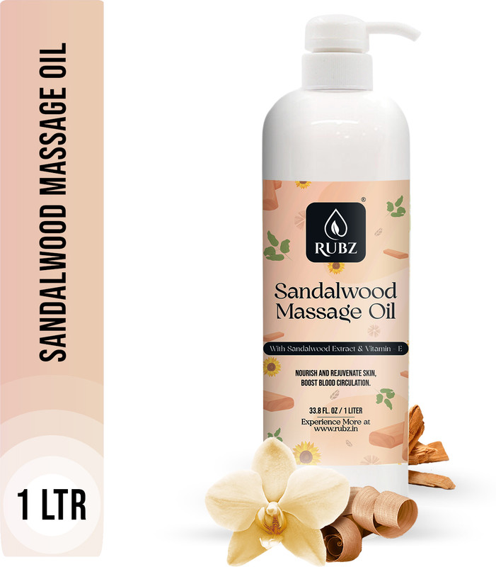 Rubz Sandalwood Massage Oil | Moisturizing & Nourishing Body Massage(1 L)