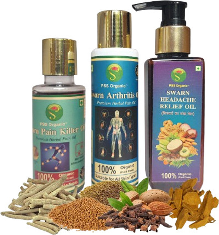 PSS ORGANIC With device of S Swarn Pain Killer, Arthritis & Headache Relife Oil Herbal Pain Oil Pack Of 3(100 ml)