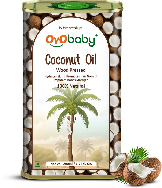 Oyo Baby Coconut Baby Massage Oil For Faster Physical Growth for Stronger Bones and Muscles Cold Pressed Baby Coconut Massage Oil(200 ml)