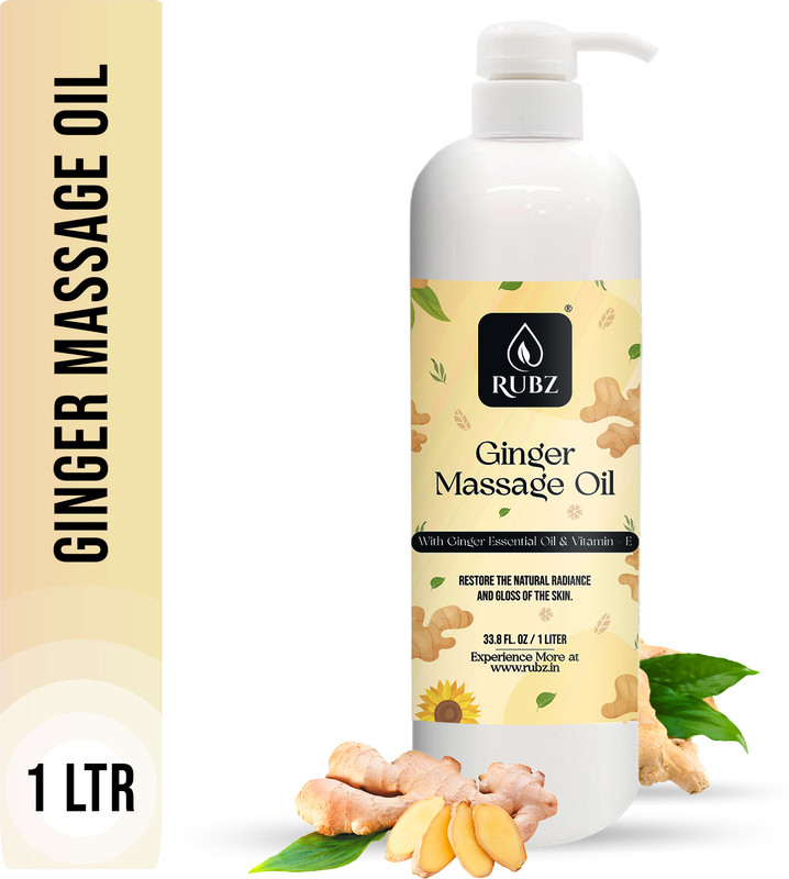 Rubz Ginger Body Massage Oil | Relaxing, Soothing & Destressing Body Massage Oil(1 L)