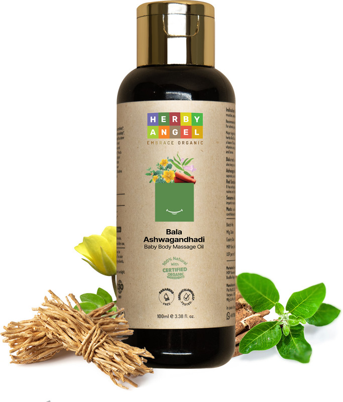 HERBY ANGEL Bala Ashwagandhadi Body Massage Oil for Newborns | Strengthens Bones & Muscles(100 ml)