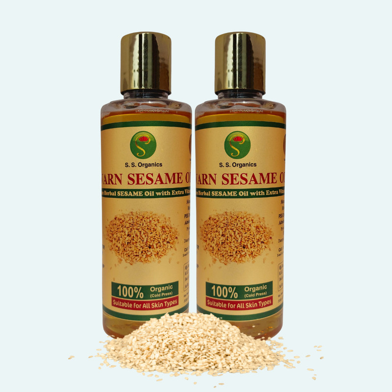 PSS ORGANIC With device of S Swarn Herbal Sesame Massage Oil | All Types Of Body Skin Pack Of 2(200 ml)