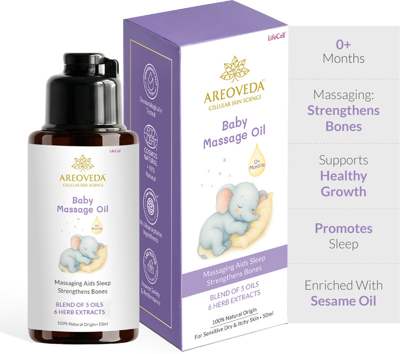 Areoveda Baby Massage Oil, Massage Strengthens Bones, Nourishes Skin & Scalp(50 ml)