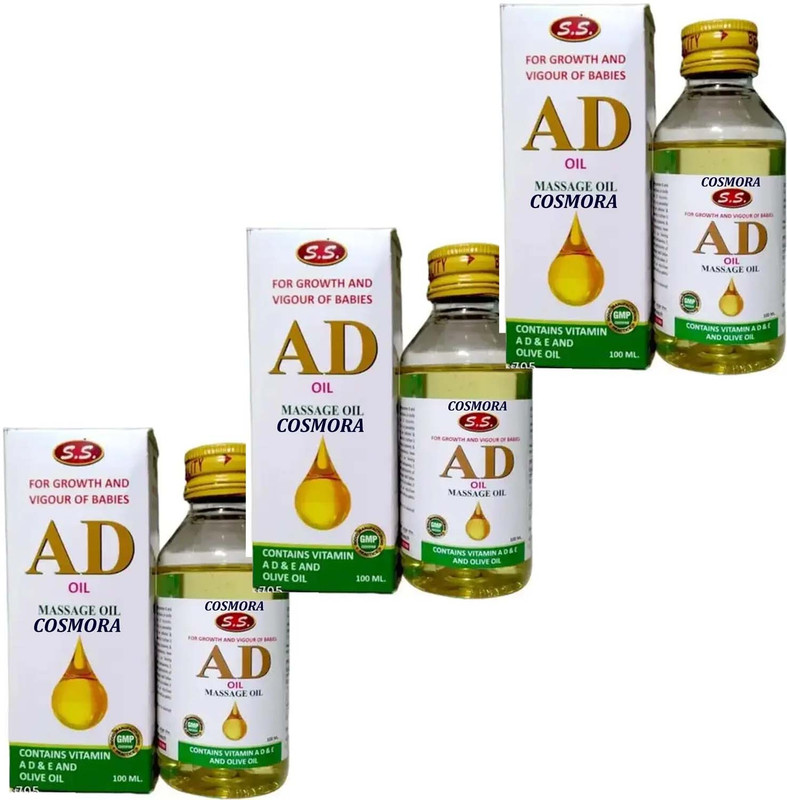 COSMORA S.S. AD BABY MASSAGE OIL FOR SHINEE ,SMOOTH & GENTLE SKIN PACK OF - 100ml x 3(300 ml)