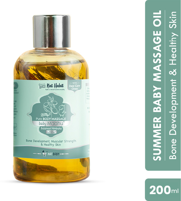 Nat Habit Baby Massage Oil|Summer Baby Maahu|Balamool Nimbuka|Strong Bones & Healthy Skin(100 ml)