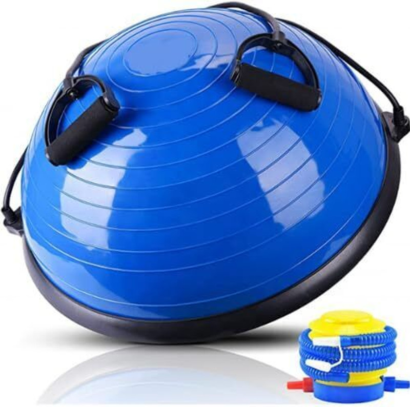 QQWORLD Yoga bosu Half Ball Dome Balance Trainer Fitness Strength With Pump Gym Ball Balance Disc Fitness Balance Board(Blue)