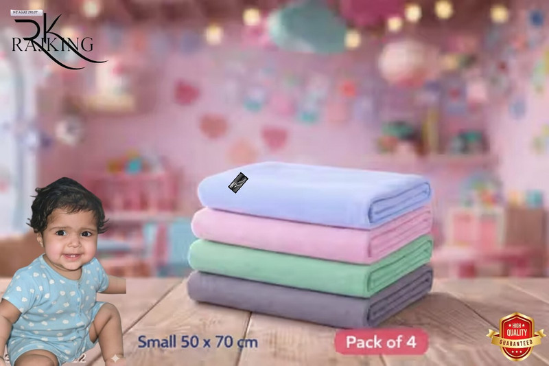 Rajking Fleece Baby Bed Protecting Mat(Sky Sea Green Gray Pink, 100 % safe for baby skin, For 0-9 Months Baby, Pack of 4, Free)