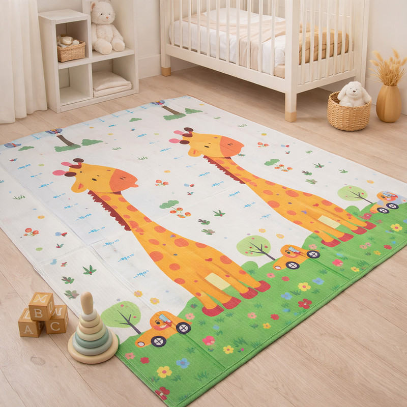 Easyhome Polycotton, PVC (Polyvinyl Chloride) Baby Play Mat(Green, White, Large)