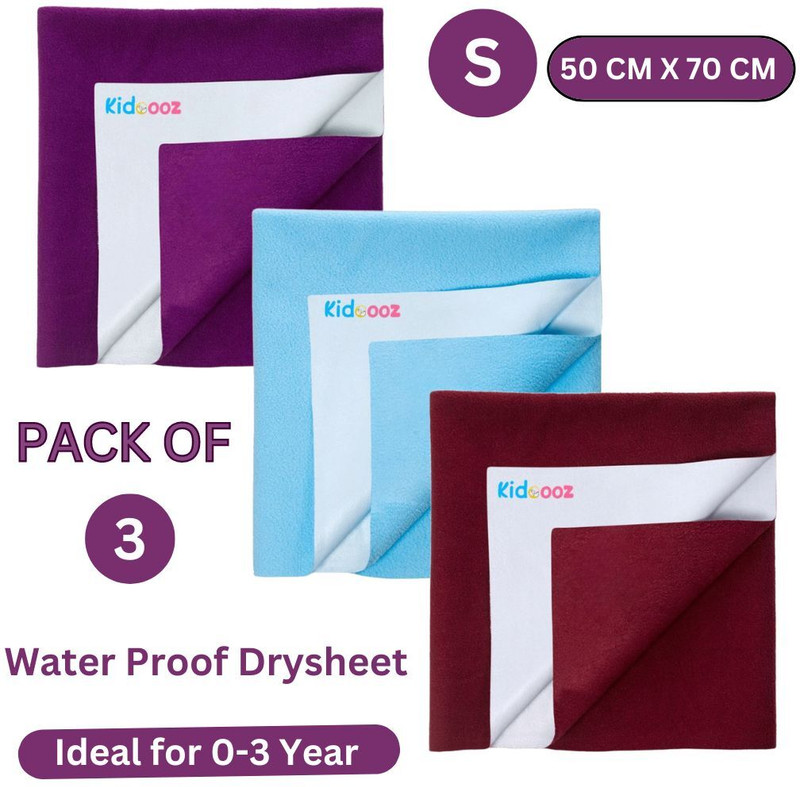 kidoooz Polycotton Baby Bed Protecting Mat(Purple, Blue, Maroon, Pack of 3, Small)