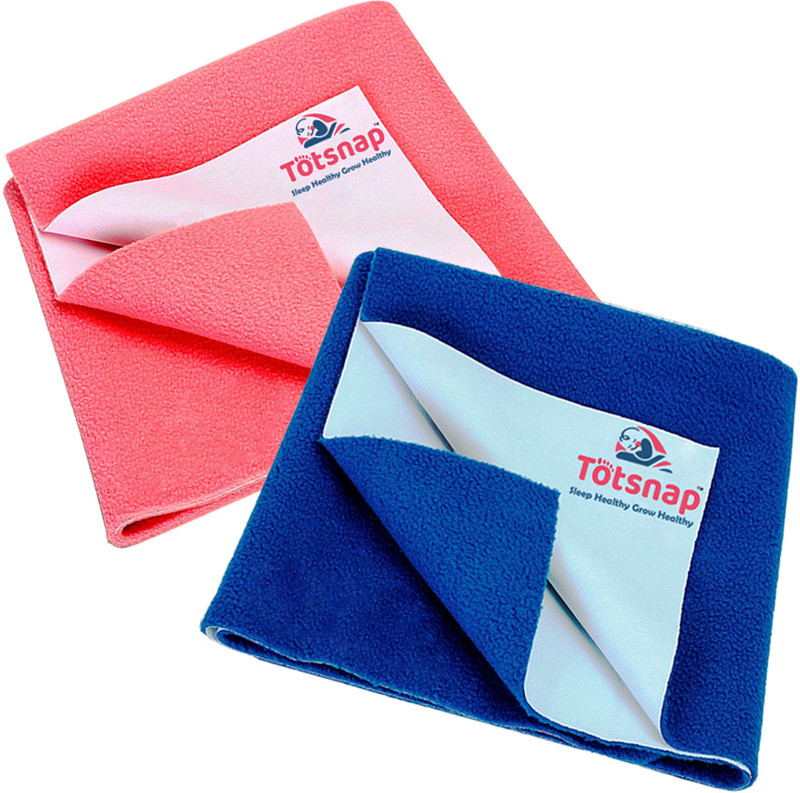 Totsnap Cotton Baby Bed Protecting Mat(Samon Rose Royal Blue, Pack of 2, Small)