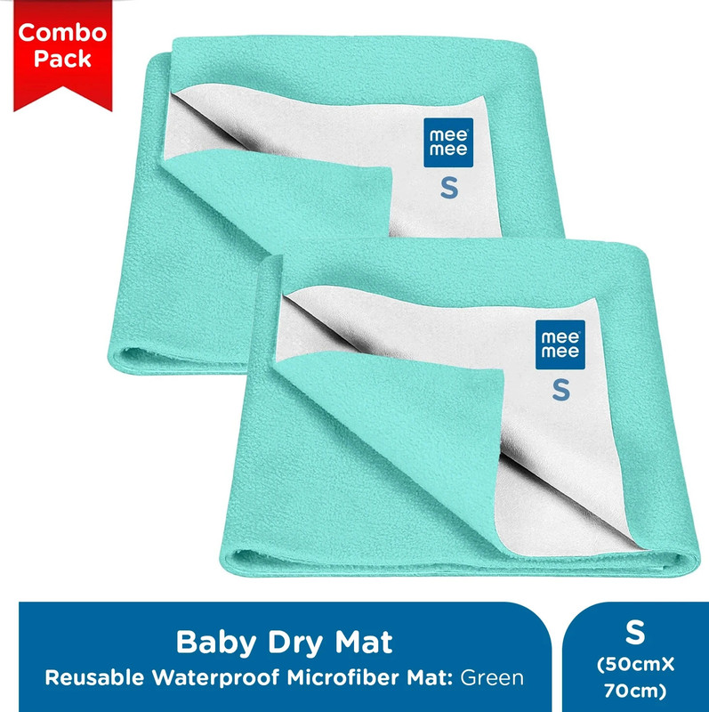MeeMee Microfiber Baby Bed Protecting Mat(Green, Pack of 2, Small)