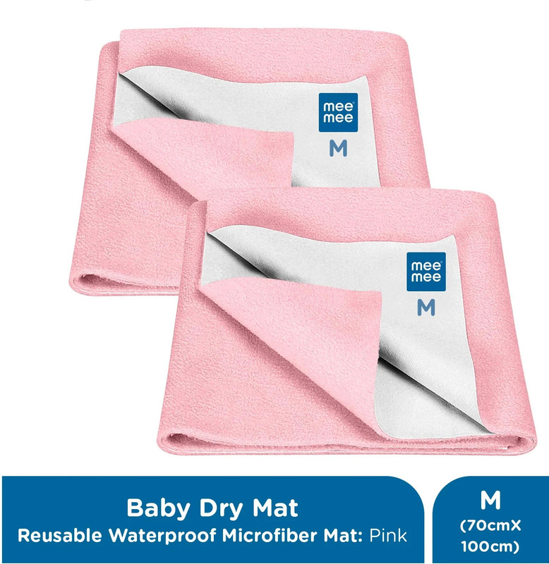 MeeMee Microfiber Baby Bed Protecting Mat(Pink, Pack of 2, Medium)