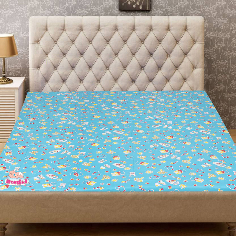 Nonibud Plastic Baby Bed Protecting Mat(SkyBlue Sparrow, Extra Large)