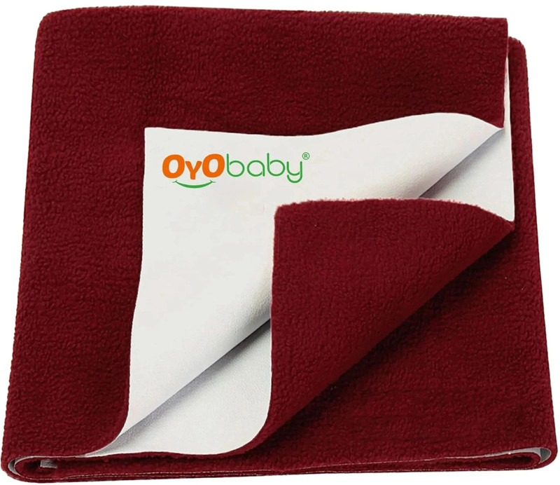 Oyo Baby Cotton Baby Bed Protecting Mat(Maroon, Medium)
