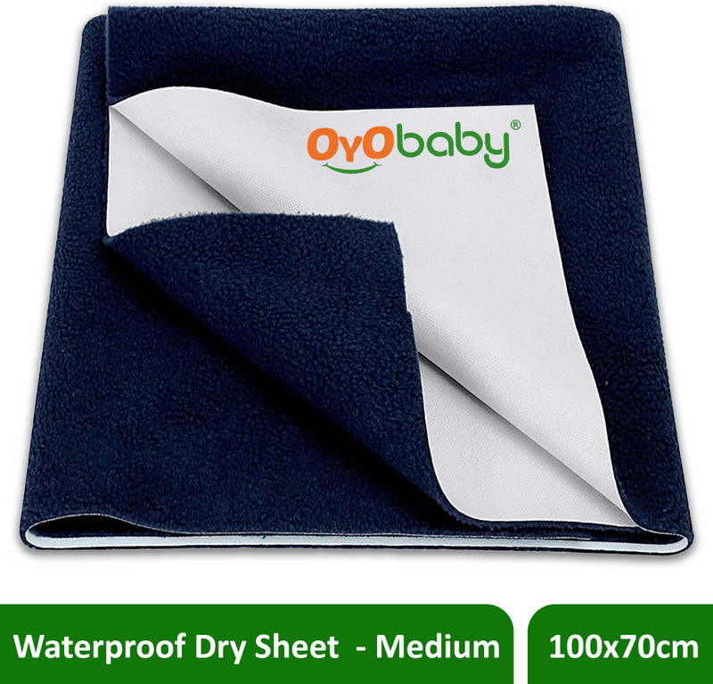 Oyo Baby Cotton Baby Bed Protecting Mat(Dark Blue, Medium)