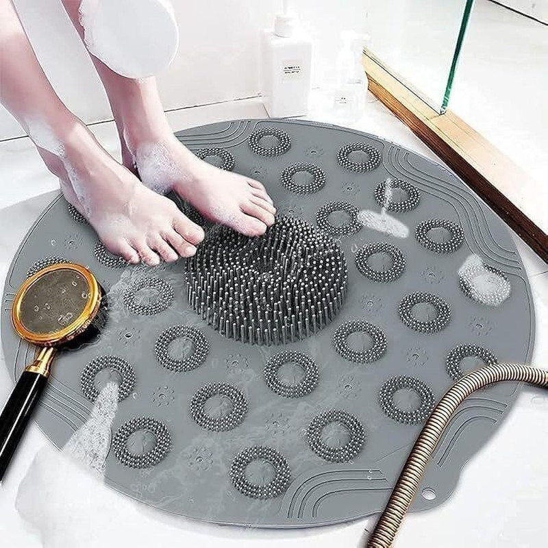 JANAKTRADERS Shower Mats Non Slip Anti Mould 2-in-1 Round Bath Mat & Foot Massager(Multicolor)