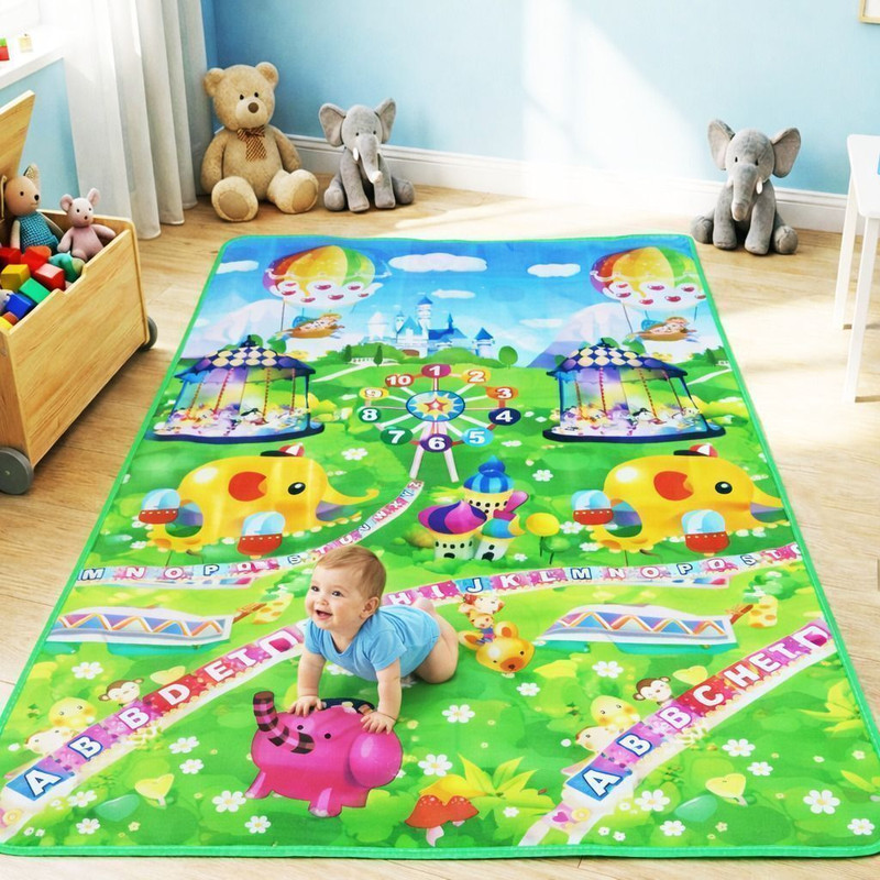 Rugana PP (Polypropylene) Baby Play Mat(Light Green, Large)