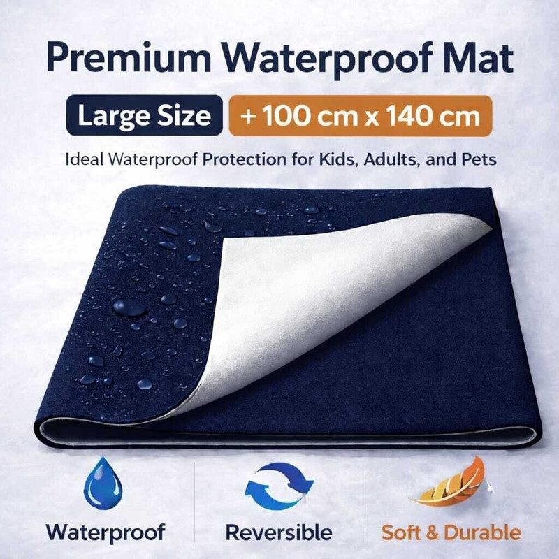 Somrang Cotton Baby Bed Protecting Mat(Dark Blue, Large)