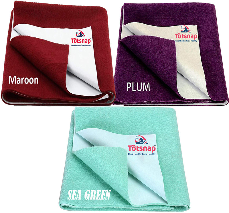 Totsnap Fleece, Rubber Baby Bed Protecting Mat(Maroon,Plumb,SeaGreen, Pack of 3, Medium)