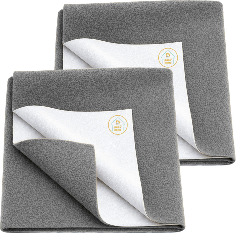 D BABY HOME Cotton Baby Bed Protecting Mat(Grey, Pack of 2, Large)