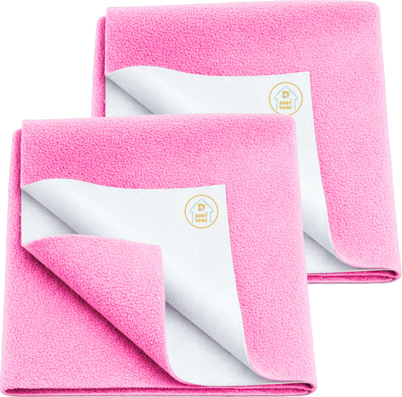 D BABY HOME Cotton Baby Bed Protecting Mat(Pink, Pack of 2, Small)