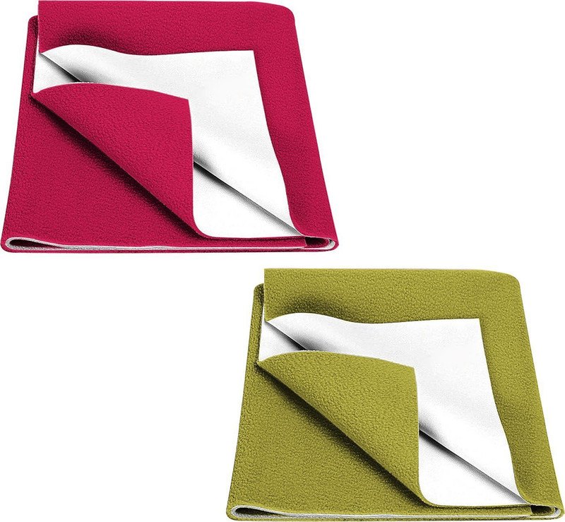 Baby Moo Polyester Baby Bed Protecting Mat(Dark Green, Dark Pink, Pack of 2, Large)