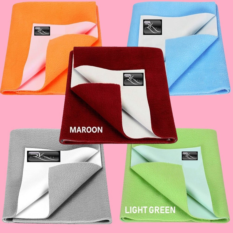 Rajking Fleece Baby Bed Protecting Mat(New 5, 100 % safe for baby skin, Mattress protector waterproof, FOR 0-9 Months, Pack of 5, Small)