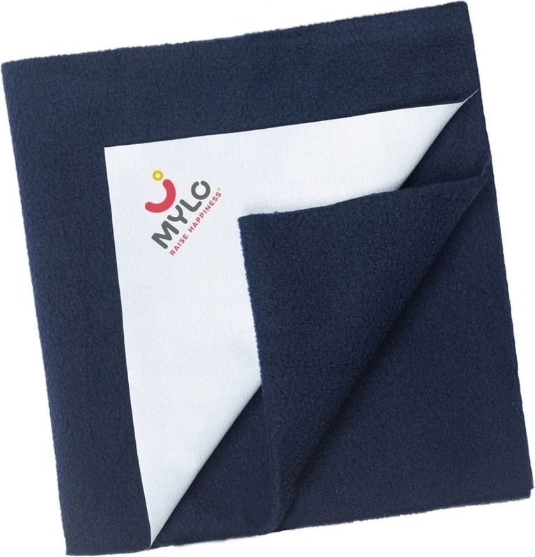 MYLO Fleece Baby Bed Protecting Mat(Navy Blue, Medium)