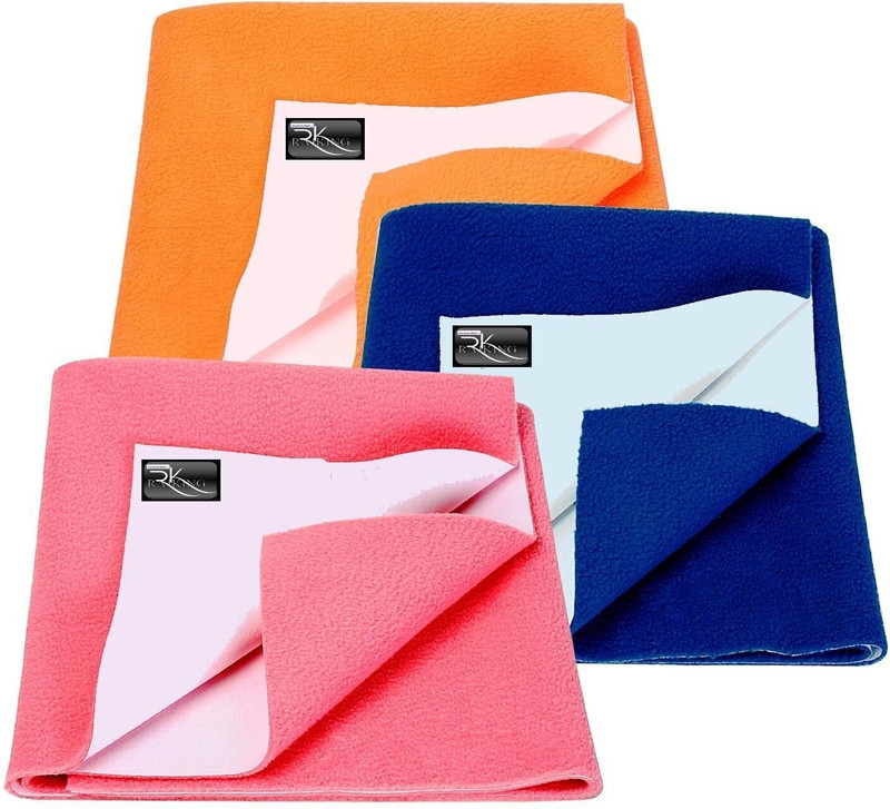Rajking Acrylic, Bamboo, Cotton, Fleece Baby Bed Protecting Mat(PEACH & ROYAL BLUE &BABY PINK, Pack of 3, Small)