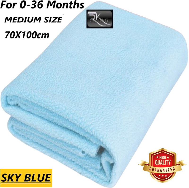 Rajking Fleece Baby Bed Protecting Mat(Sky Blue-2, Medium)