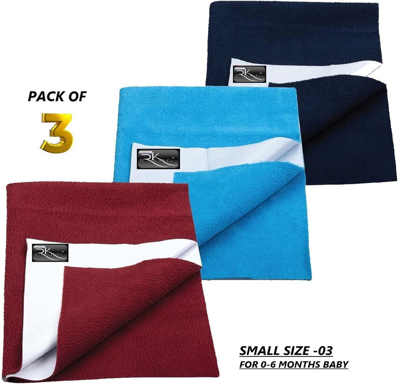 Rajking Fleece Baby Bed Protecting Mat(Maroon, SKY BLUE, Dark Blue, DRY SHEET AND BED PROTECTOR, FOR 0-6 MONTHS BABY, Pack of 3, Small)