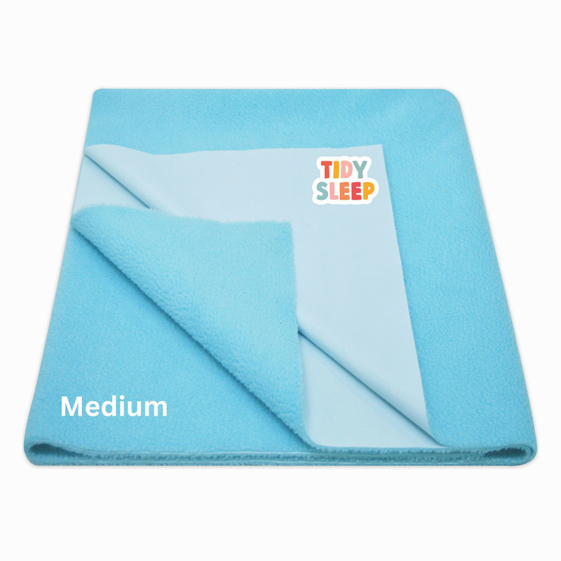 TIDY SLEEP Cotton, Fleece Baby Bed Protecting Mat(Baby blue, Medium)