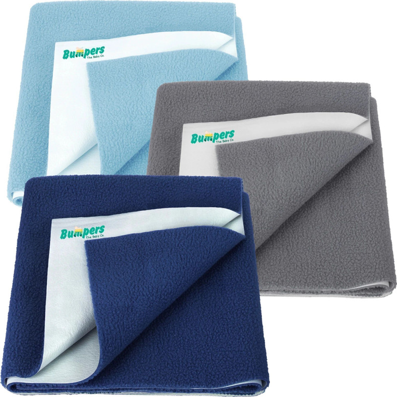 Bumpers Polycotton Baby Bed Protecting Mat(Dark Blue, Grey, Light Blue, Pack of 3, Small)