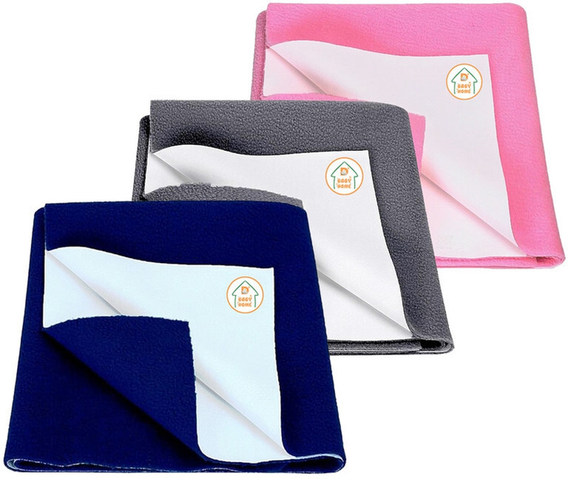 D BABY HOME Cotton Baby Bed Protecting Mat(Royal Blue + Grey + Rani Pink, Pack of 3, Small)