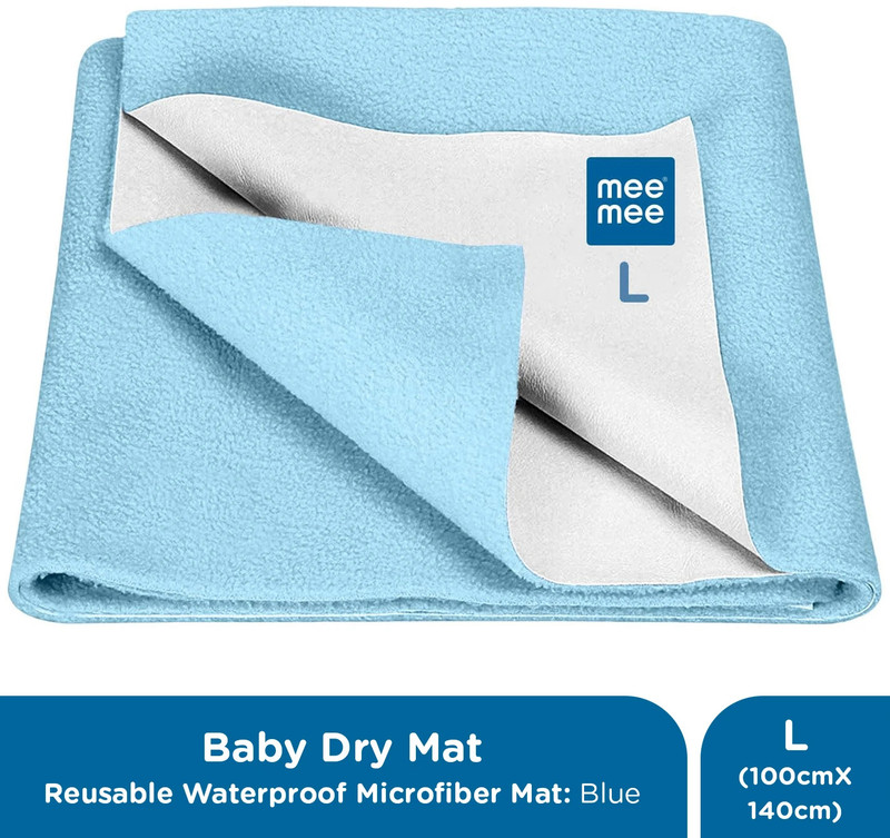 MeeMee Microfiber Baby Bed Protecting Mat(Blue, Large)