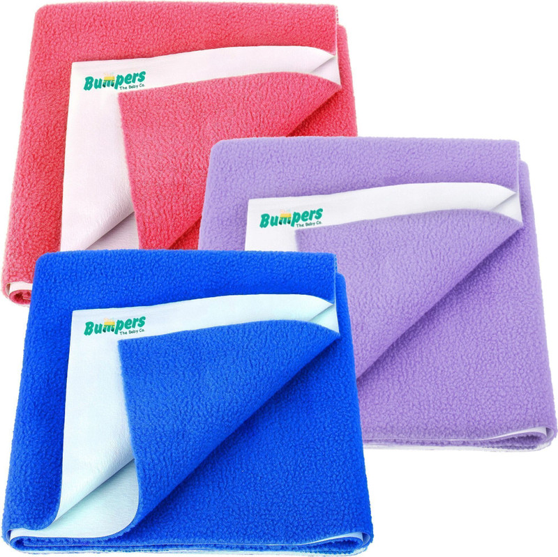 Bumpers Polycotton Baby Bed Protecting Mat(Royal Blue, Violet, Salmon Rose, Pack of 3, Small)