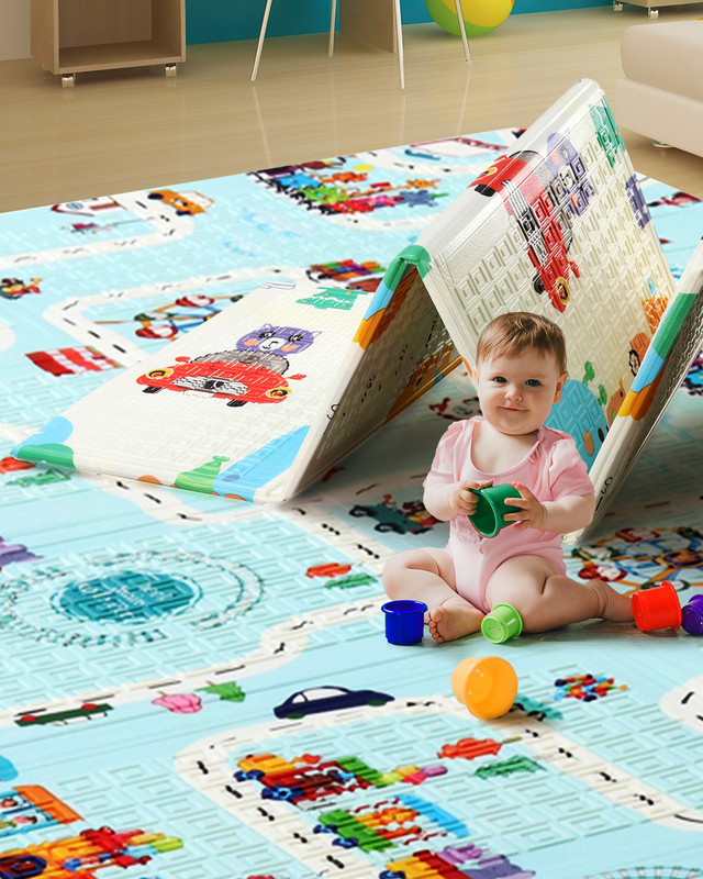 Intelliskills PP (Polypropylene) Baby Play Mat(Sky Blue, Medium)