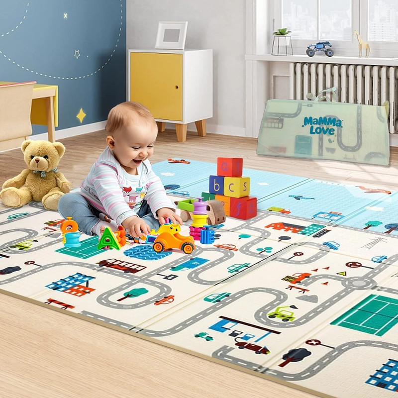 Mamma Love Foam Baby Play Mat(Foldable Mat | Soft Foam Waterproof Crawling Mat for Kids | Multicolor, Extra Large)