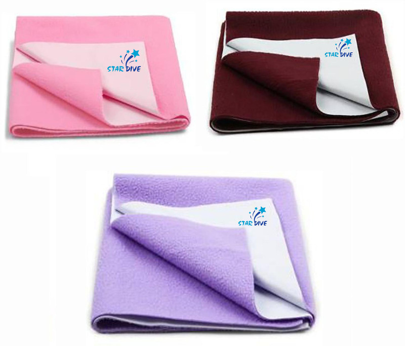 STAR DIVE Microfiber Baby Bed Protecting Mat(Maroon, Purple, Pack of 3, Small)