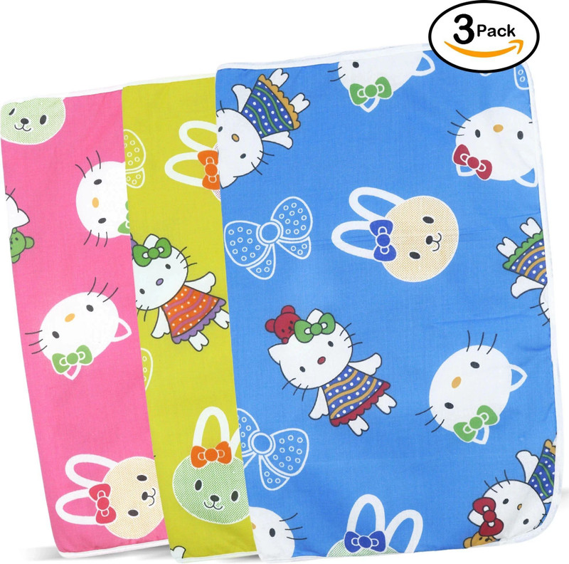 Growing Steps Cotton Baby Bed Protecting Mat(Yellow, Blue, Yellow, Free)