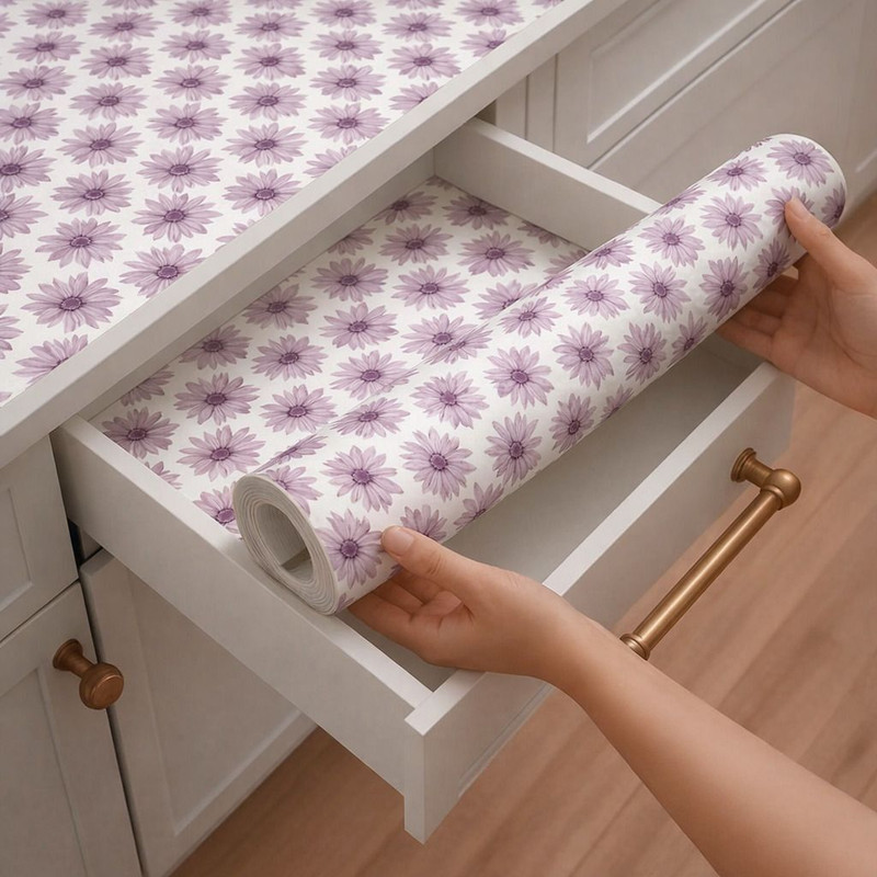 Smartcraft PVC (Polyvinyl Chloride) Drawer Mat(Pink & Grey 5 Meter Drawer Mat, Free)