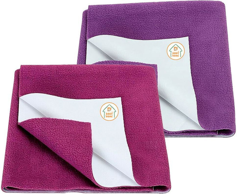 D BABY HOME Cotton Baby Bed Protecting Mat(Rani Pink + Plum, Pack of 2, Large)