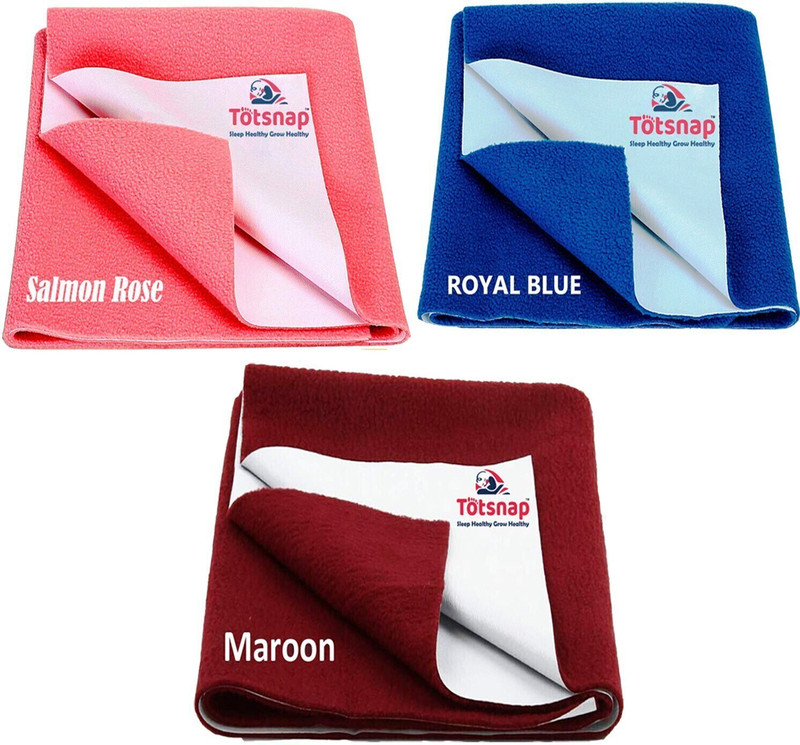 Totsnap Fleece, Rubber Baby Bed Protecting Mat(Salmon Rose ,Royal Blue,Maroon, Pack of 3, Small)