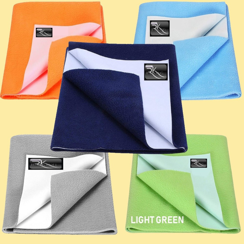 Rajking Fleece Baby Bed Protecting Mat(New 5 Small, 100 % safe for baby skin, Mattress protector waterproof, FOR 0-9 Months, Pack of 5, Small)