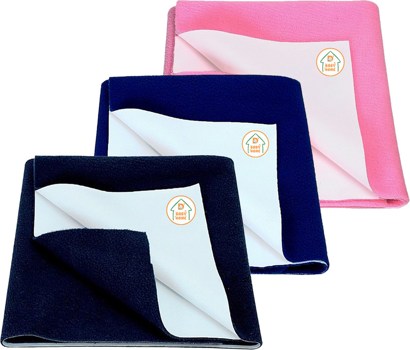 D BABY HOME Cotton Baby Bed Protecting Mat(Dark Blue + Royal Blue + Pink, Pack of 3, Medium)