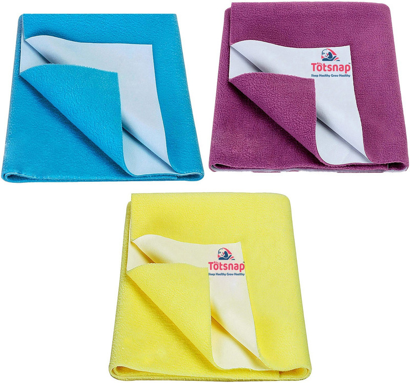 Totsnap Fleece, Rubber Baby Bed Protecting Mat(Firozi, Rani Pink, Yellow, Pack of 3, Medium)
