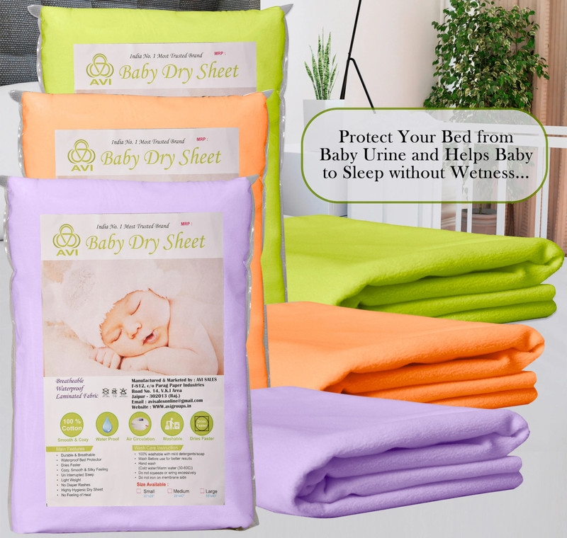 AVI Cotton Baby Bed Protecting Mat(Pista Green, Orange, Purple, Pack of 3, Small)