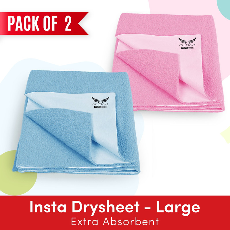 OWLSTONE EXIM LLP Cotton Baby Bed Protecting Mat(Pink & Blue, Pack of 2, Medium)