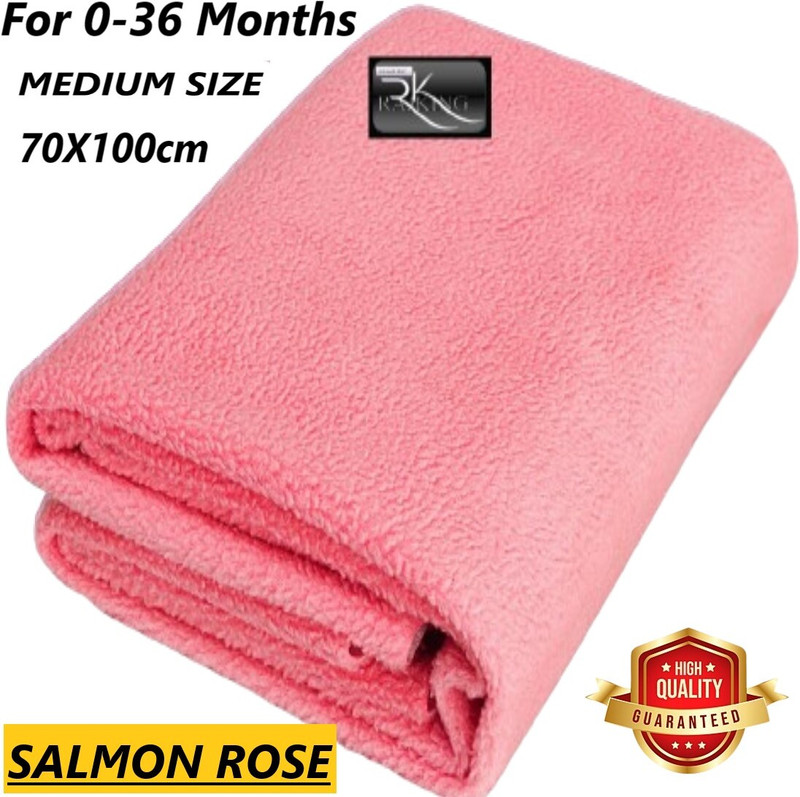 Rajking Fleece Baby Bed Protecting Mat(SALMON ROSE, Bed Protector, dry sheet, For 0-36 MONTHS BABY, waterproof, Medium)