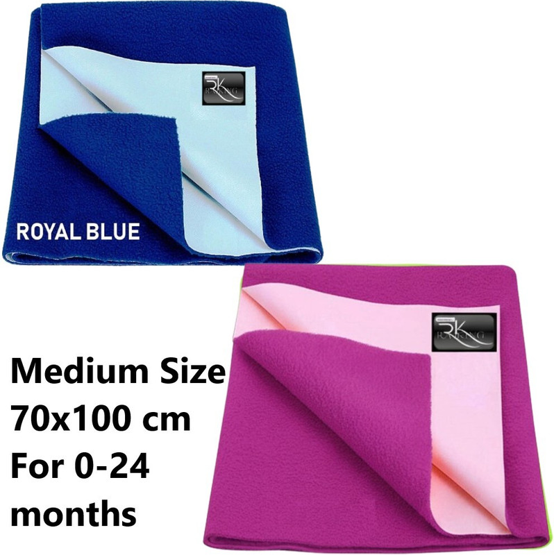 Rajking Fleece, Cotton Baby Bed Protecting Mat(ROYAL & RANI, 100 % safe for baby skin, For 0-2 year baby, Pack of 2, Medium)